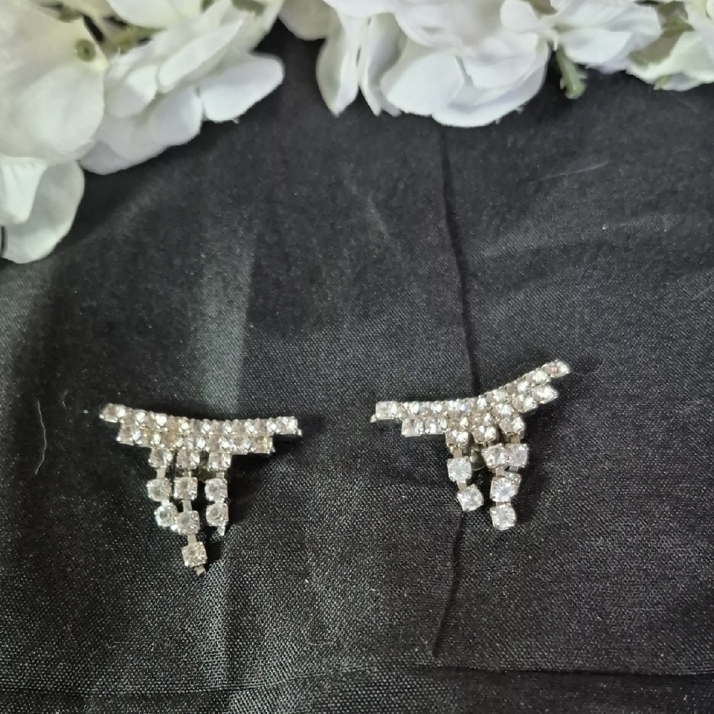 Vintage Crystal Cascade Silver-Tone Shoe Clips (2pc)